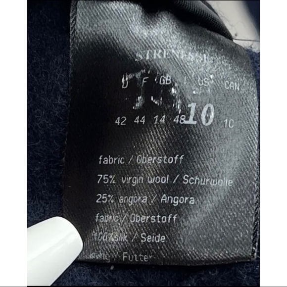 Strenesse Gabriele Strehle Womens Sz 10 Blue m Virgin Wool Angora Moto Jacket - Picture 9 of 9